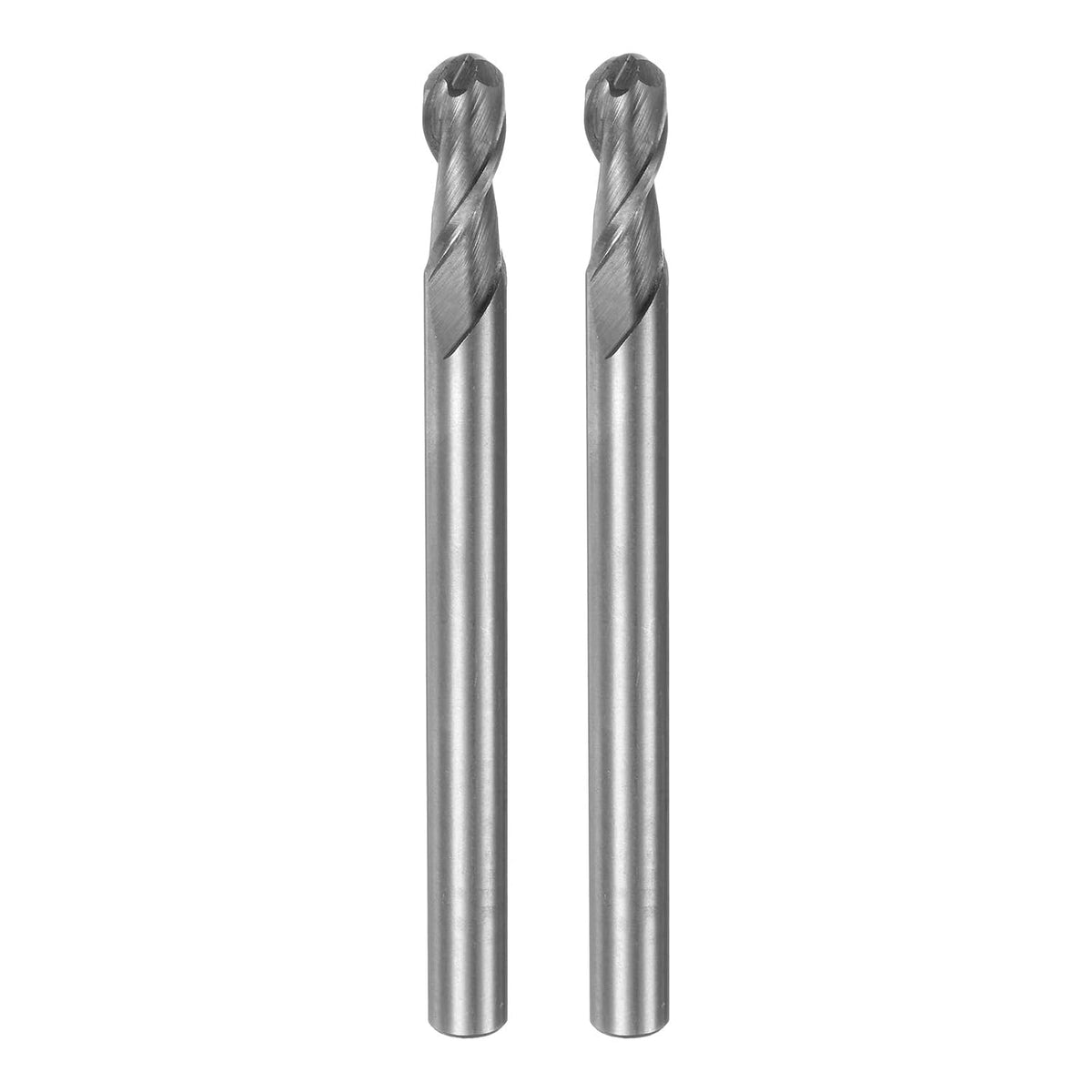 2pcs 8mm Cutting Dia Helical Groove 2 Flutes HSS-AL Ball Nose End Mill Cutter