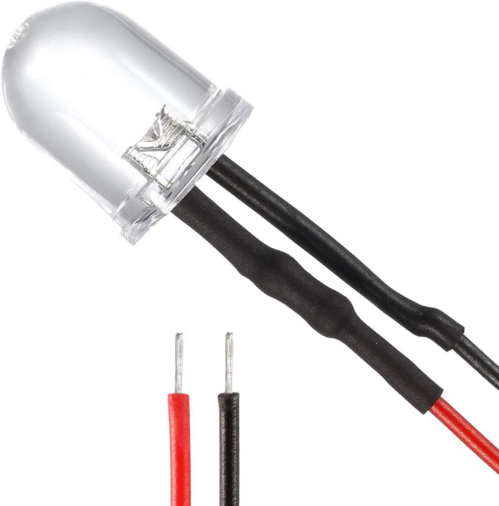1Pcs 10mm Pre Wired LED, Red DC3-6V Clear Lens, Light Emitting Diodes