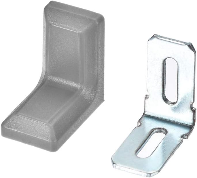 28x18mm Cabinet Cupboard Shelf Corner Brace Plate Right Angle Bracket Gray 10pcs