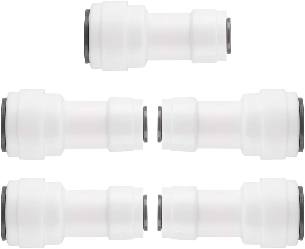 3/8-1/4 Inch OD Straight Quick Connect Water Purifiers Tube Fittings Push in to Connector Filter Tubing Hose Pipe Joint for RO Reverse Osmosis System 5pcs