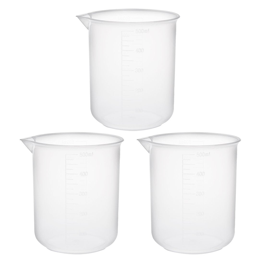 Measuring Cup 500ml PP Plastic Graduated Beaker Transparent for Lab Kitchen liquids 3pcs