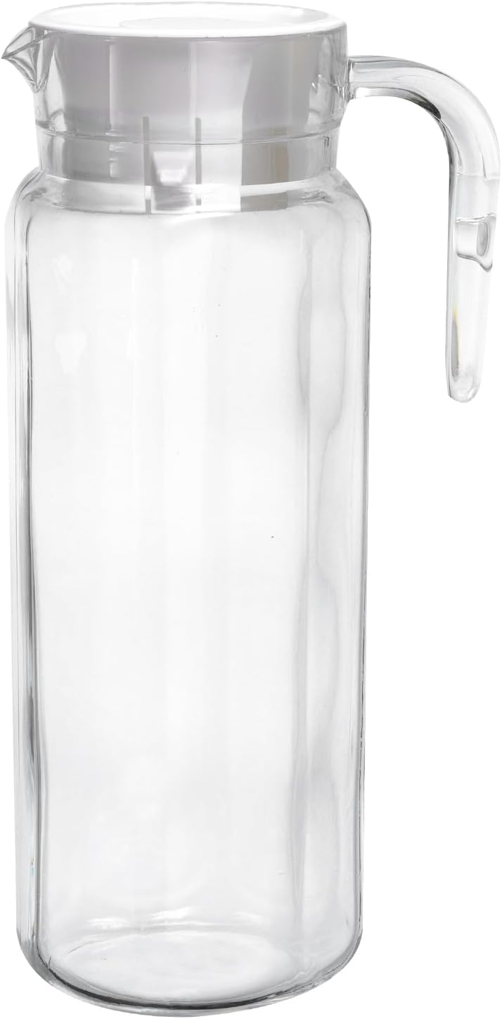 37.2oz Acrylic Beverage Drink Pitcher with Lid, Juice Pitcher Water Jug with Handle, Wine Beverage Container for Coffee, Tea, Cocktails, Clear