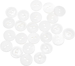 24Pcs Natural Shell Buttons, 2 Hole 11.5mm Thin Edge Mother of Pearl Buttons, Fish Eye Button for Shirt Coat Suits Jacket Jeans Skirt Pants Dress Sewing Craft DIY Decoration, White