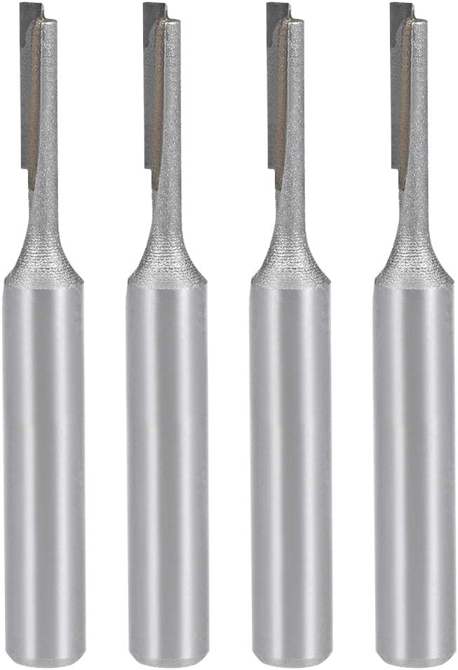 Router Bit 1/4" Shank 1/8" Cutting Dia Single Straight Flute Carbide for Woodworking Carpentry Milling Cutter Tool 4pcs