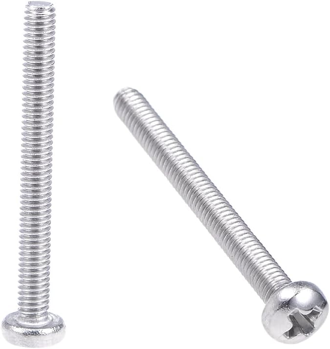 M2.5x25mm Machine Screws Pan Phillips Cross Head Screw 304 Stainless Steel Fasteners Bolts 30Pcs