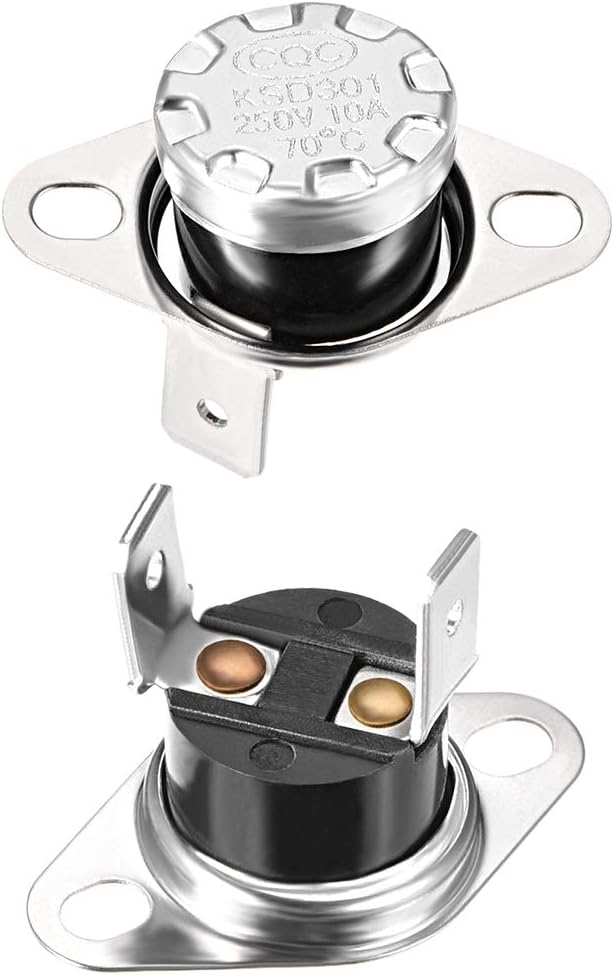 KSD301 Thermostat 70°C/158°F 10A Normally Open N.O Adjust Snap Disc Temperature Switch for Microwave Oven Coffee Maker 2pcs