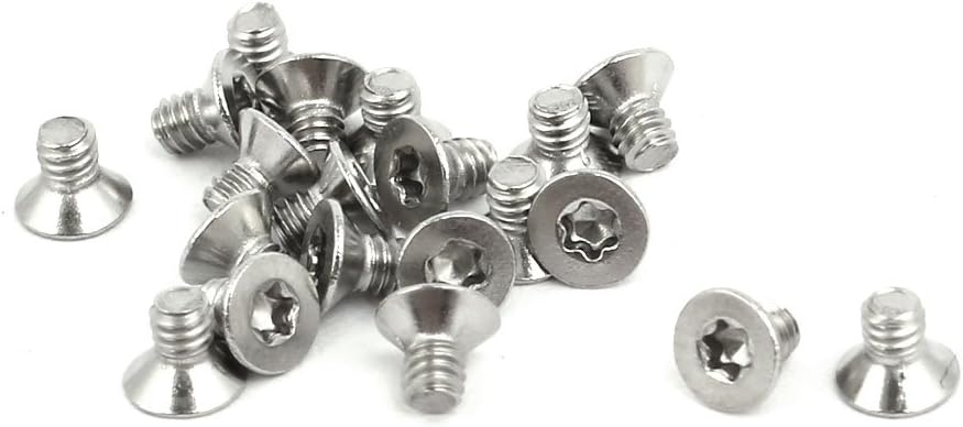 M2x3mm 304 Stainless Steel Flat Head Torx Drive Type Screw Silver Tone 20pcs