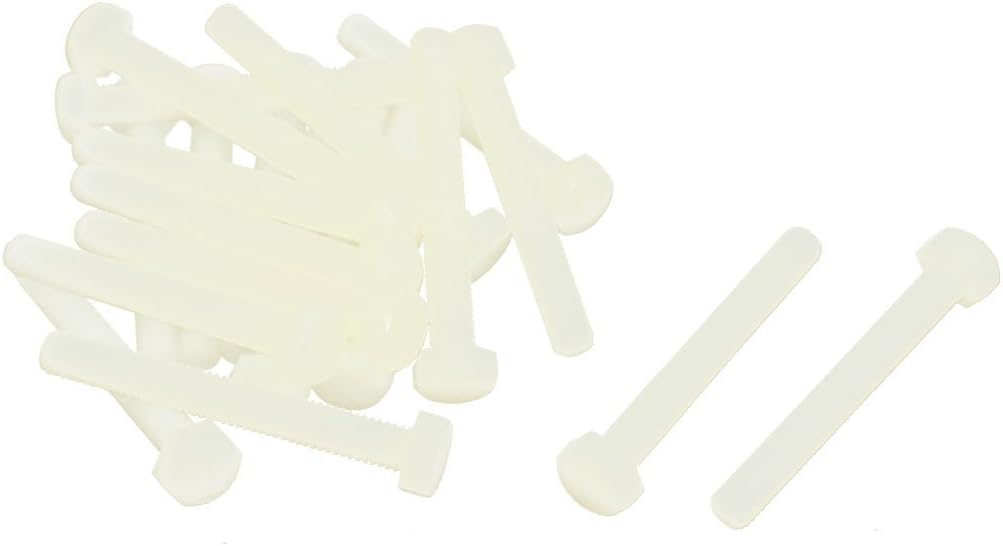M6 x 50mm Full Thread 1mm Pitch Nylon Hex Head Cap Screw Bolt 20 Pcs
