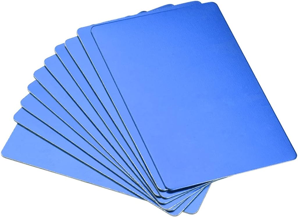 Blank Metal Business Card 66x45x0.6mm Anodized Aluminum Plate for DIY Laser Printing Blue 15 Pcs
