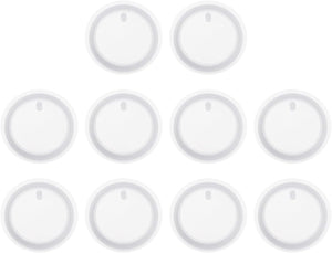 10 Pcs Round Resin Keychain Moulds, Silicone Epoxy Mould Kit with Hole for Pendant Keychains Ornament Jewelry Art Crafts Making DIY Crafts, White