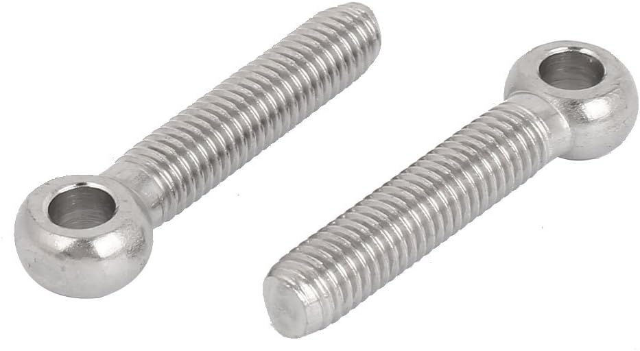 M8 X 40mm 6mm Eye Inner Dia 304 Stainless Steel Swing Bolt Silver Tone 2pcs