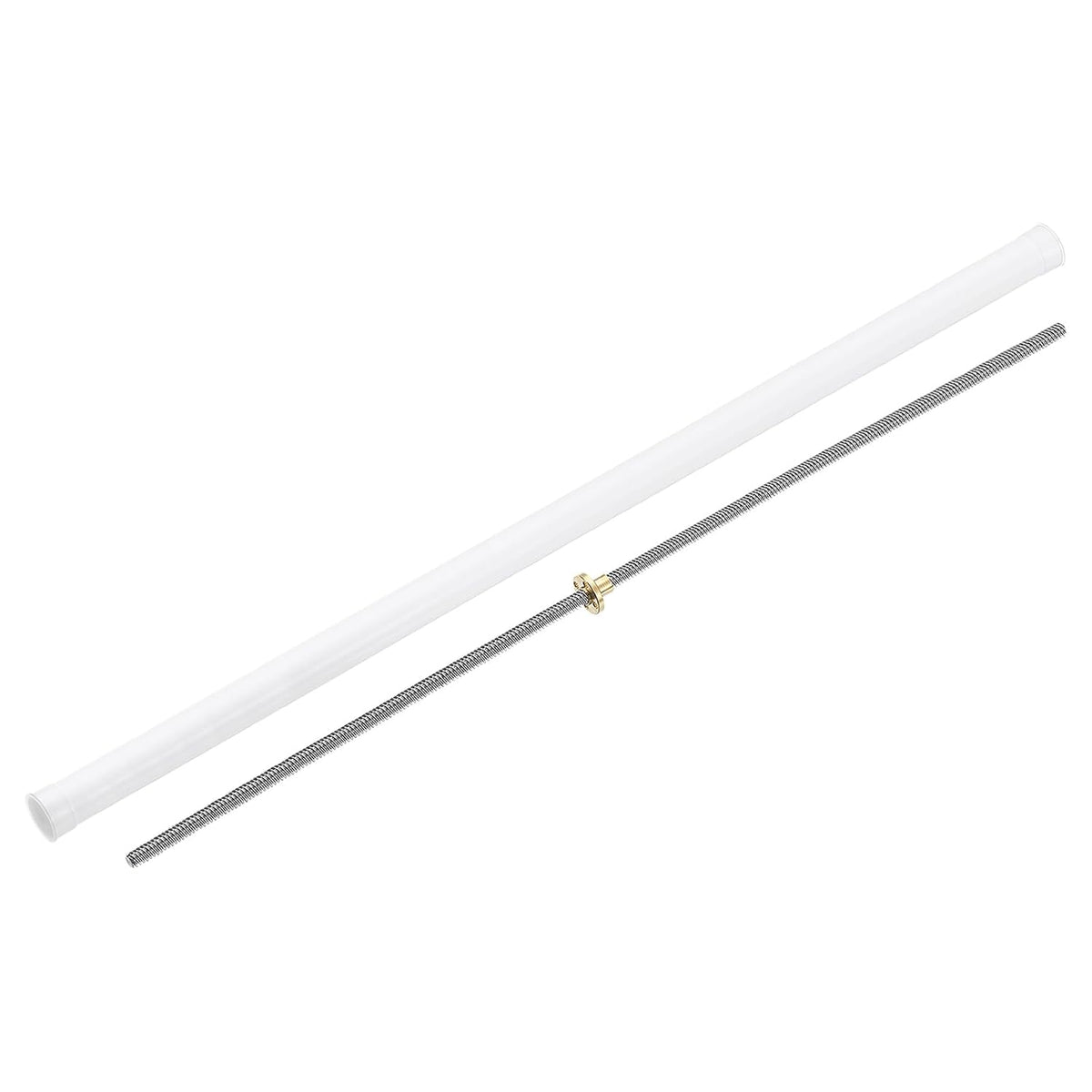 1Pcs 650mm Tr8x4 Lead Screw with Brass Nut (Acme Thread, 2mm Pitch, 2 Starts, 4mm Lead), 304 Stainless Steel Screw Bar Printer Upgrade Parts with Plastic Packaging Tube, Silver