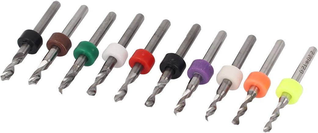 2.2mm-3.175mm Tip Spiral Flute Carbide PCB CNC Micro Drill Bits Set 10 in 1