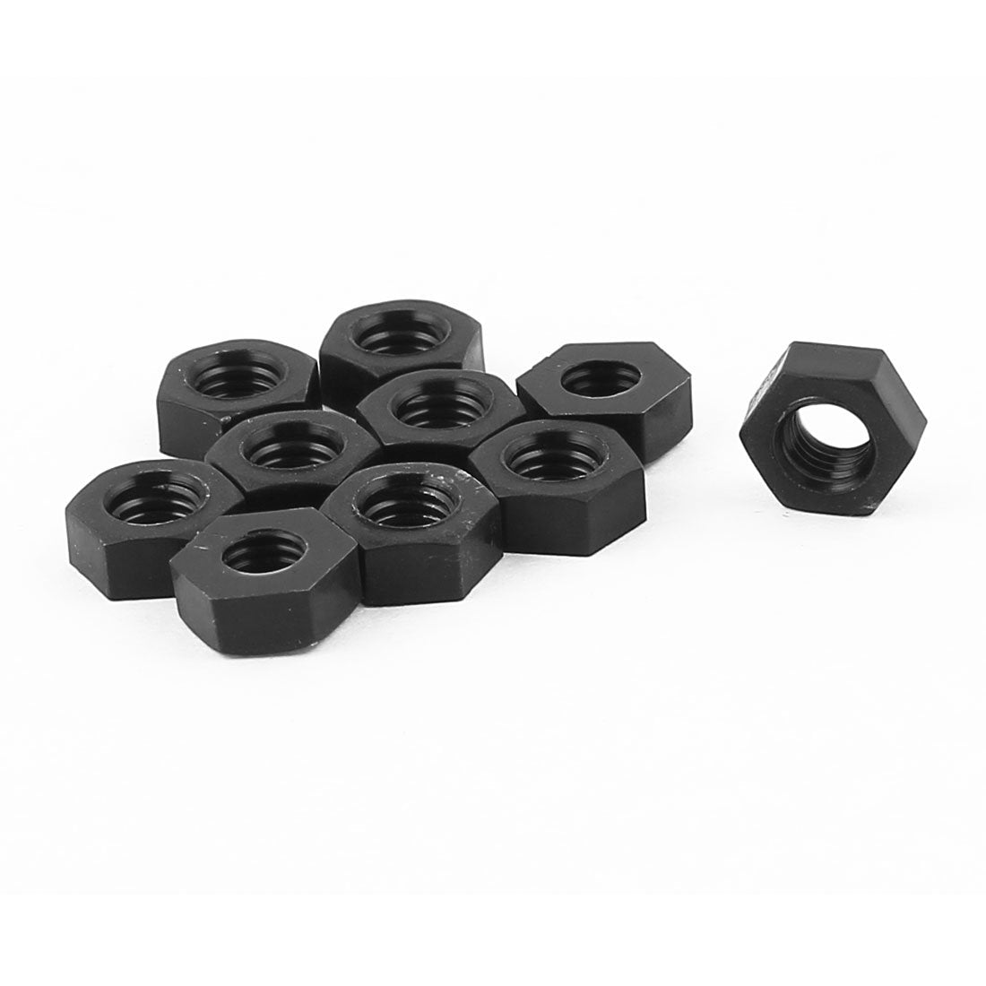 10 Pcs Pack of Metric M5 Insert Lock Nylon Full Hex Nuts Plastic Black