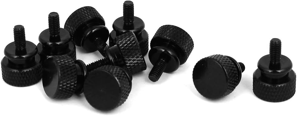 Computer PC Case M3.5x7mm Fully Threaded Knurled Thumb Screws Black 10pcs