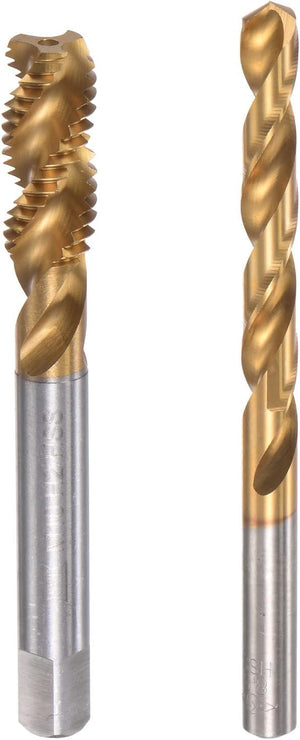 M10 x 1.5 Spiral Flute Tap and 8.5mm Twist Drill Bit Set, Metric Titanium Plated 6542 High Speed Steel Machine Threading Screw Thread Tap Drilling Tool