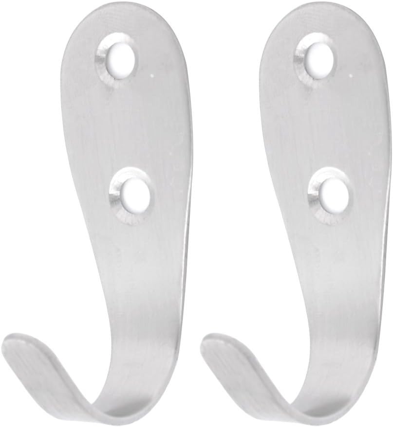 2pcs Bathroom Kitchen Door Screw Fixing Single Metal Hooks 2.3" 5.8cm
