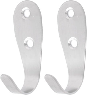 2pcs Bathroom Kitchen Door Screw Fixing Single Metal Hooks 2.3" 5.8cm