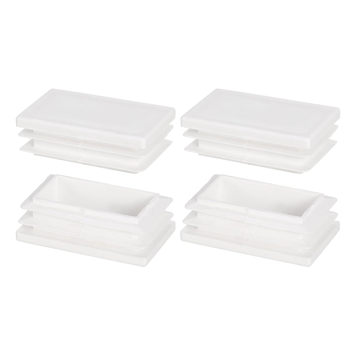 1.93 x 1.14 Inch Rectangle Plastic Plug, 4 Pcs White Pipe Tubing End Cap Plastic Plug Cap Insert Glide Insert for Metal Tubing Fence Table Chairs Furniture, White