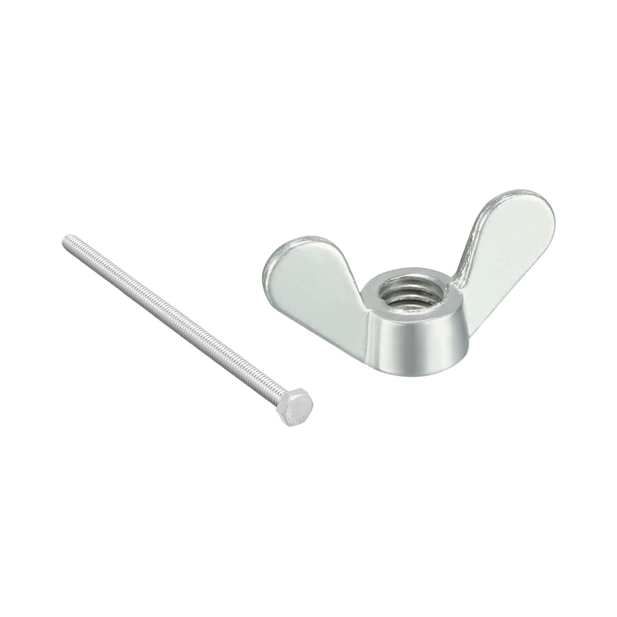 M6 Wing Nuts Butterfly Nut Silver Tone 10pcs and M6x100mm Hex Bolts Hexagon Screw Bolt 5pcs