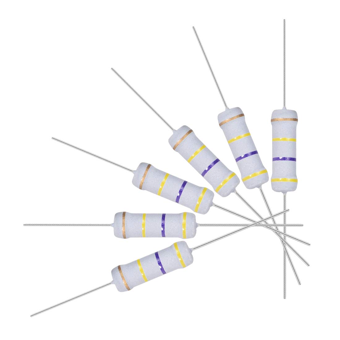 30Pcs 470K Ohm Resistor, 2W 5% Tolerance Metal Oxide Film Resistors, Axial Lead, Flame Proof for DIY Electronic Projects and Experiments
