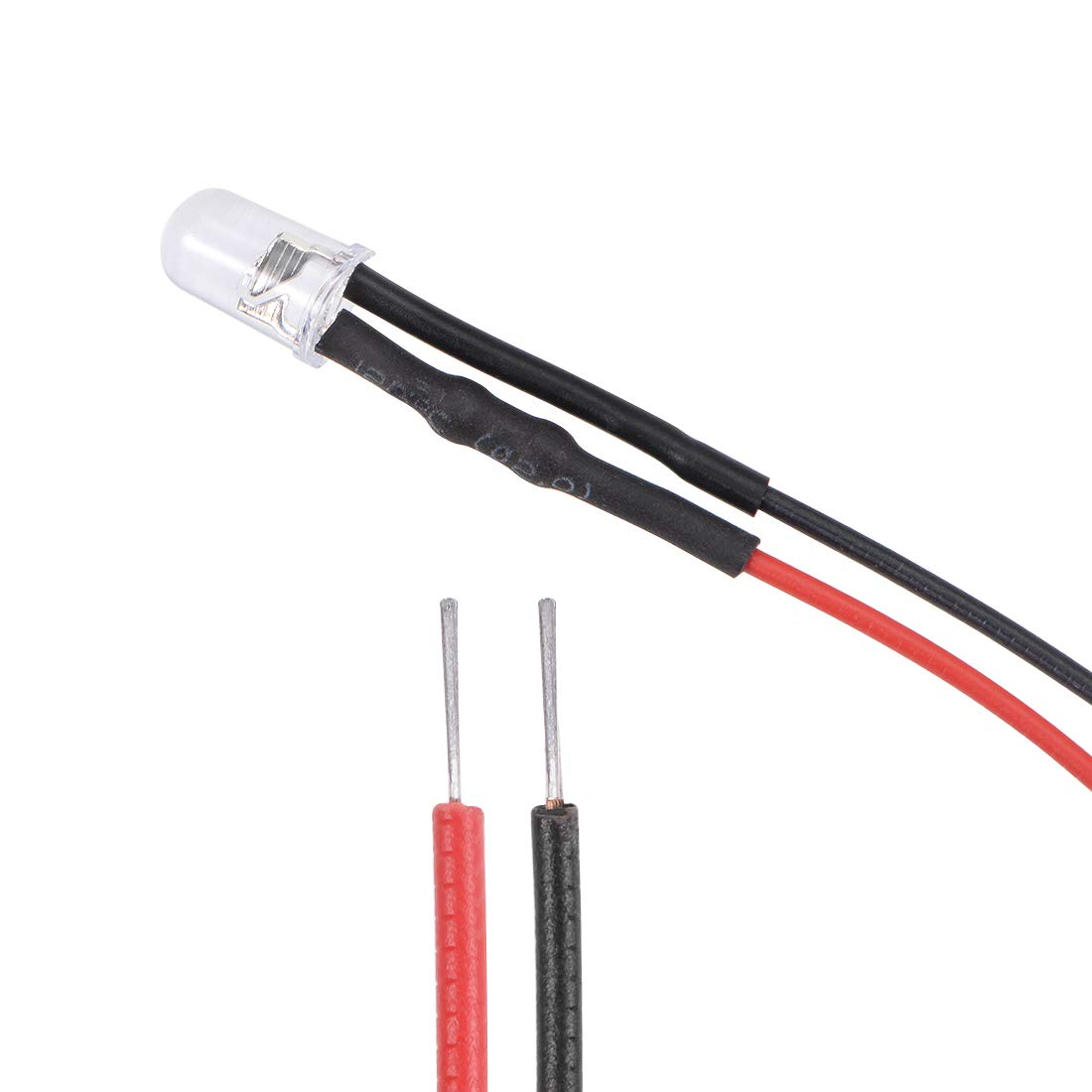 15Pcs DC 12V 5mm Pre Wired LED, Flashing Bi-Color (Red&Blue Changing) Light Round Top Clear Lens, Light Emitting Diodes with Edge