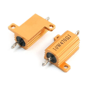 Yellow Aluminum Housed Clad Wirewound Resistor 470 Ohm 10 Watt 2 Pcs