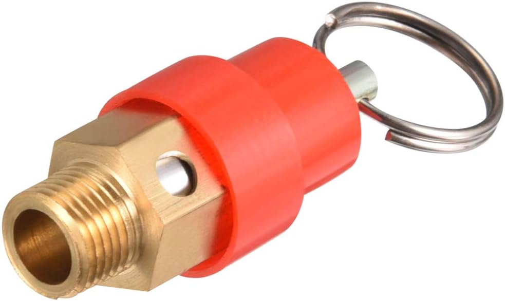 Safety Valve Air Compressor Pressure Relief Valve, 1/8" PT Male, Red Hat, 1Pack