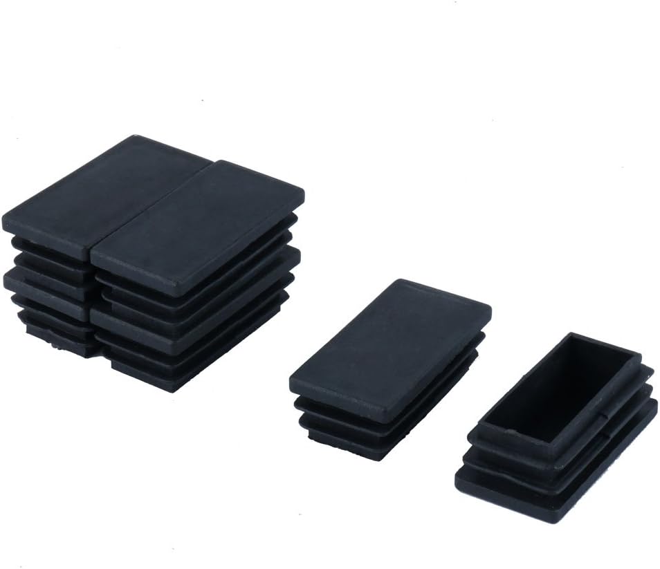 Plastic Rectangle Blanking End Cap Tubing Tube Inserts 25mmx50mm 6 Pcs