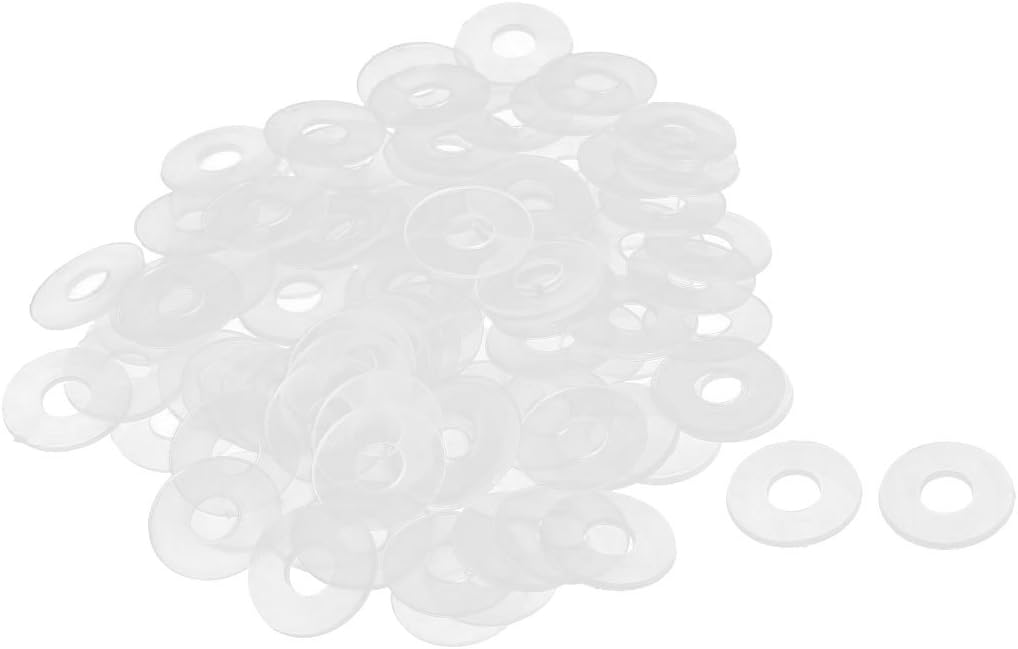 Nylon Flat Washers 14mm OD 5mm ID 0.8mm Thickness Sealing Gasket for Faucet Pipe Water Hose, Clear, Pack of 100
