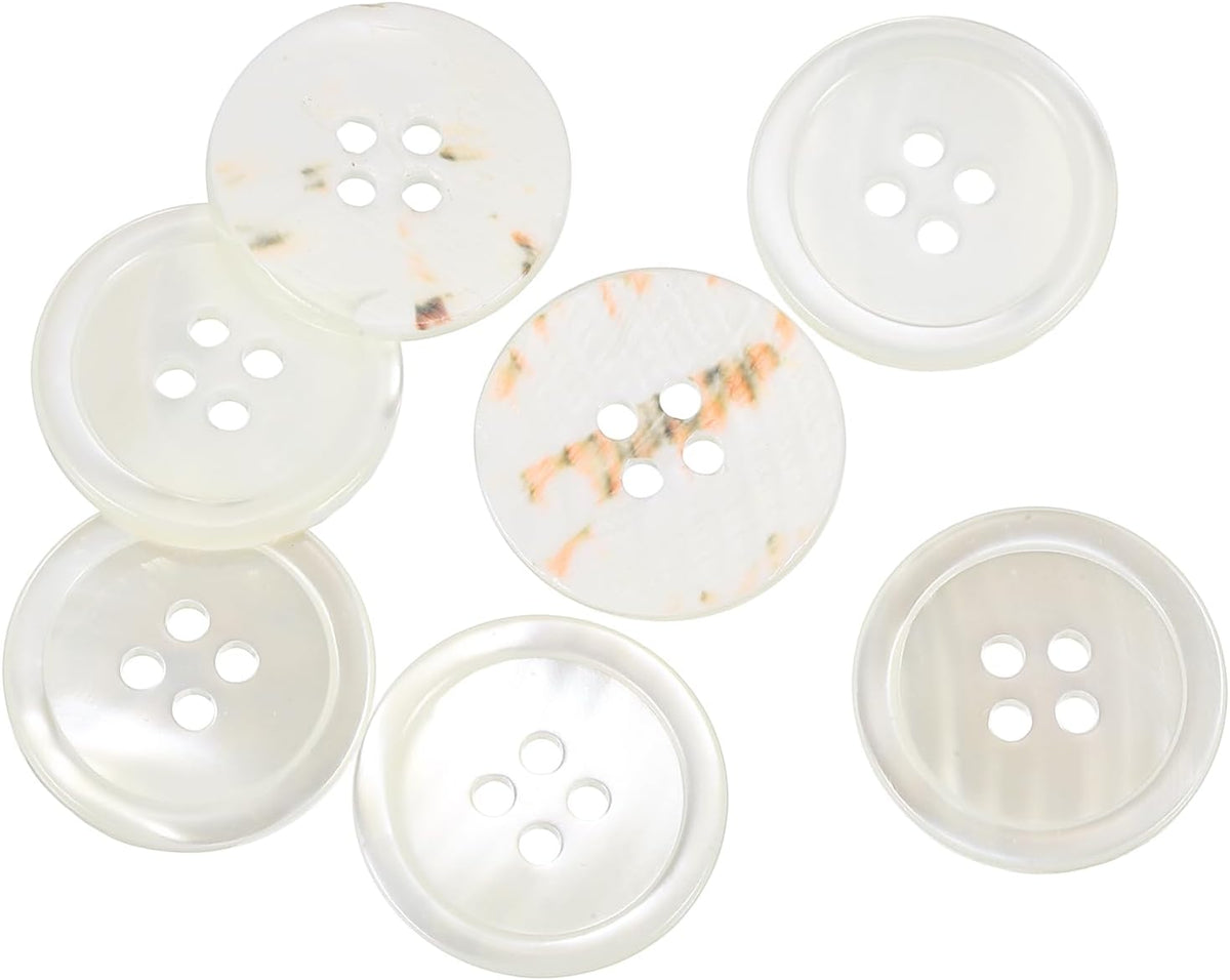 7 Pcs Natural Shell Buttons, 4 Hole Mother of Pearl Buttons 20mm Sewing Craft Buttons for Shirt Sewing DIY Crafts Decoration, White/Red