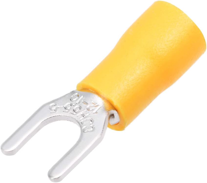 150Pcs SV5.5-5 Insulated Fork Spade U-Type Wire Connector Electrical Crimp Terminal 12-10AWG Yellow