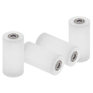 4Pcs Plastic Roller Wheel with Bearings, ID 15/64" (6mm) x OD 63/64″ (25mm) x Length 1-15/16"(50mm), Guiding Wheel Flat Belt Idler (White)