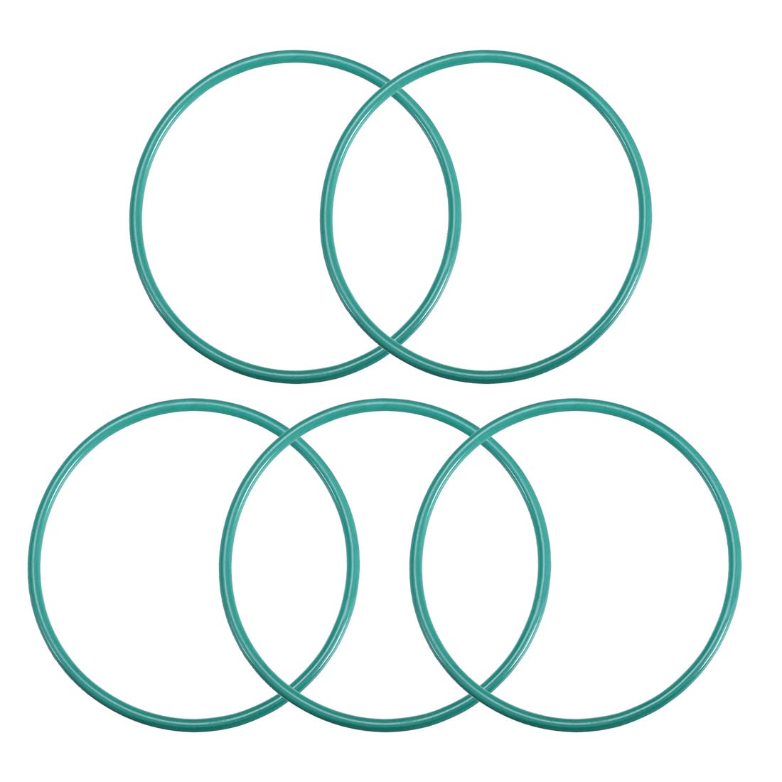 Fluorine Rubber O-Rings, 60mm OD 55.2mm ID 2.4mm Width FKM Seal Gasket for Machinery Plumbing, Green, Pack of 5