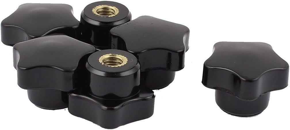 M8 X 30mm Female Thread Plastic Star Head Clamping Knob Jig Black 6pcs