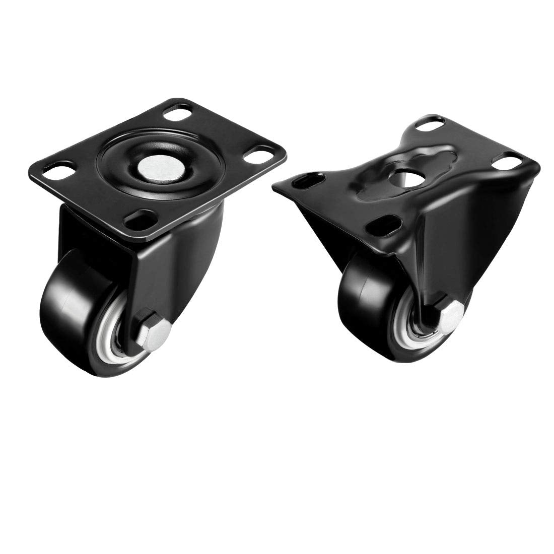 Swivel Fixed Casters 1.5 Inch PU Top Plate Mounted Caster Wheels, 330lb Total Load Capacity, Pack of 4 (2 Pcs Swivel, 2 Pcs Fixed)