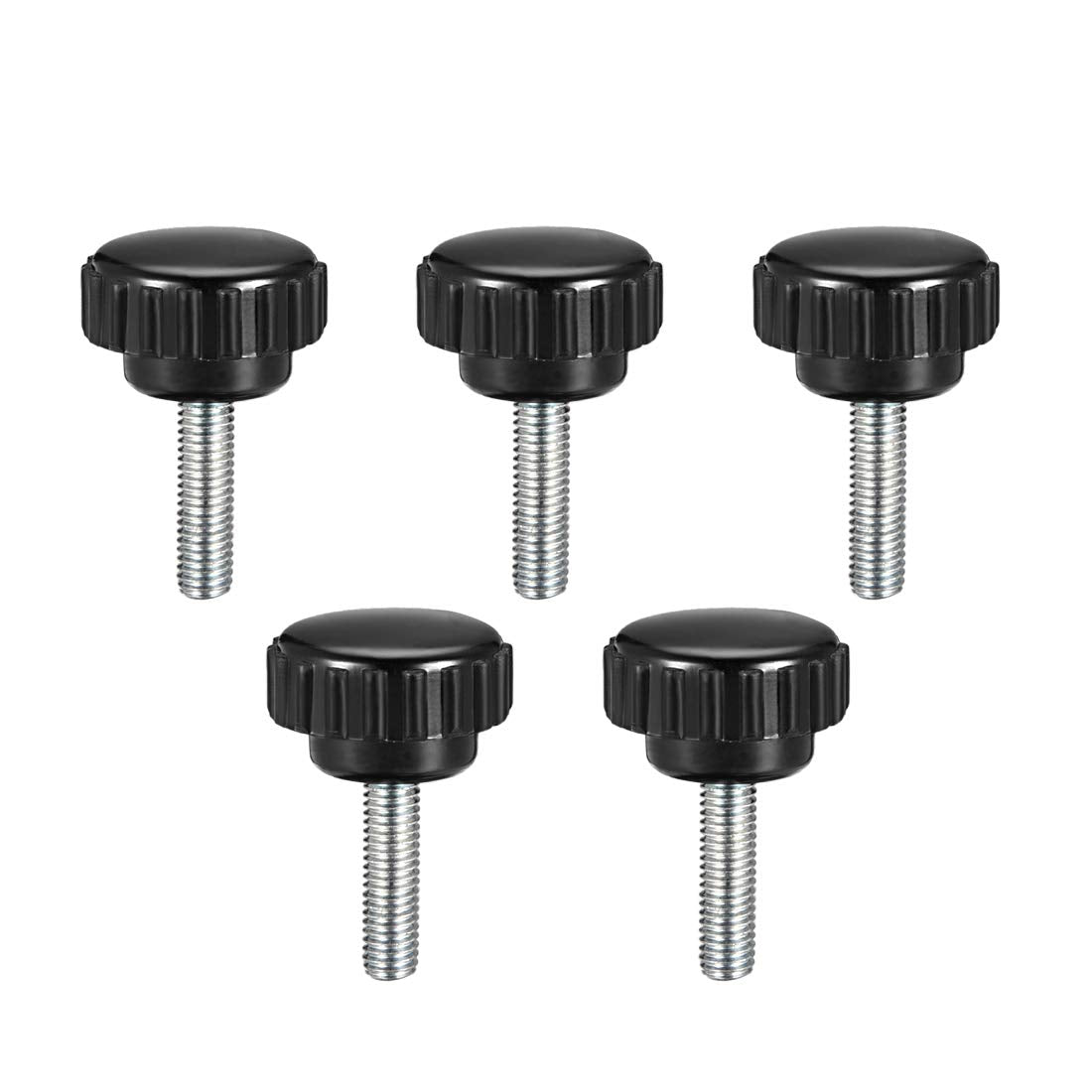 M5 x 20mm Metric Male Thread Knurled Clamping Knobs Grip Thumb Screw on Type Plastic Threaded Hand Bolt Knobs Black 5 Pcs