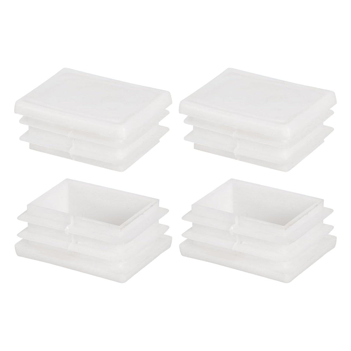 1.5 x 1.14 Inch Rectangle Plastic Plug, 4 Pcs White Pipe Tubing End Cap Plastic Plug Cap Insert Glide Insert for Metal Tubing Fence Table Chairs Furniture, White