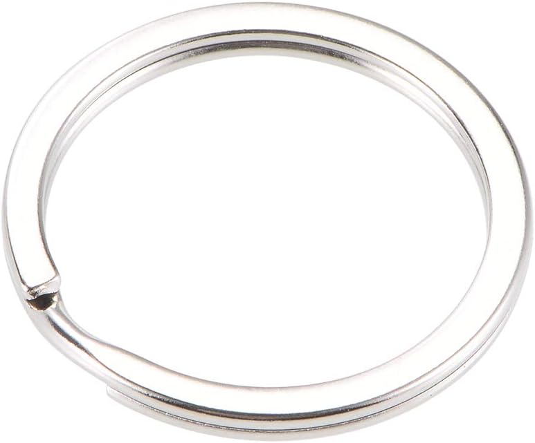 LinkMejor Split Key Rings 32mm Open Flat Jump Connector for Lanyard Zipper Handbag, Electroplated Iron, Pack of 10