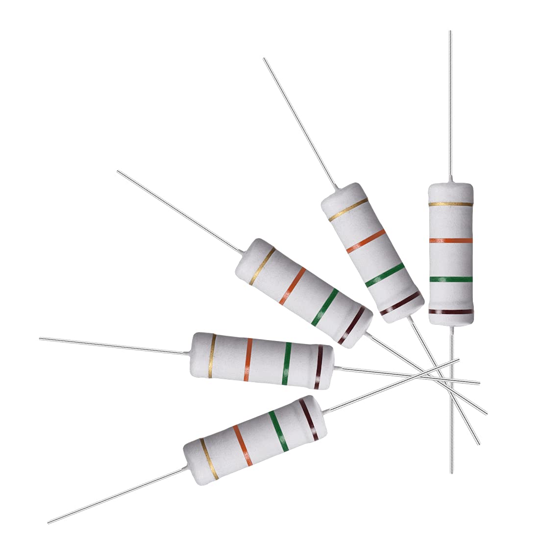10Pcs 15K Ohm Resistor, 5W 5% Tolerance Metal Oxide Film Resistors, Shaft Lead, Flame Proof for DIY Electronic Projects and Experiments
