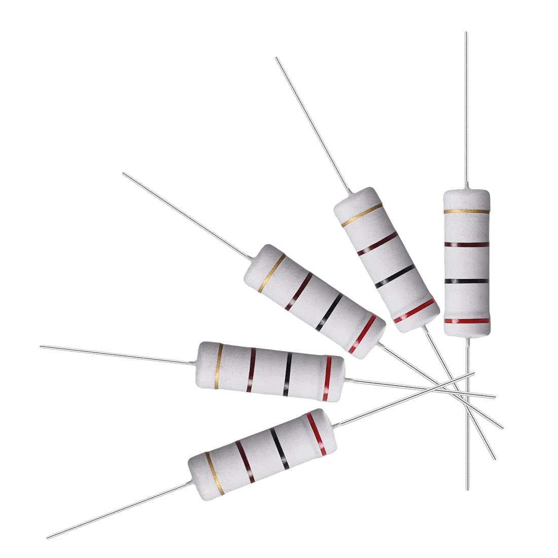 30Pcs 200 Ohm Resistor, 5W 5% Tolerance Metal Oxide Film Resistors, Axial Lead, Flame Proof for DIY Electronic Projects and Experiments