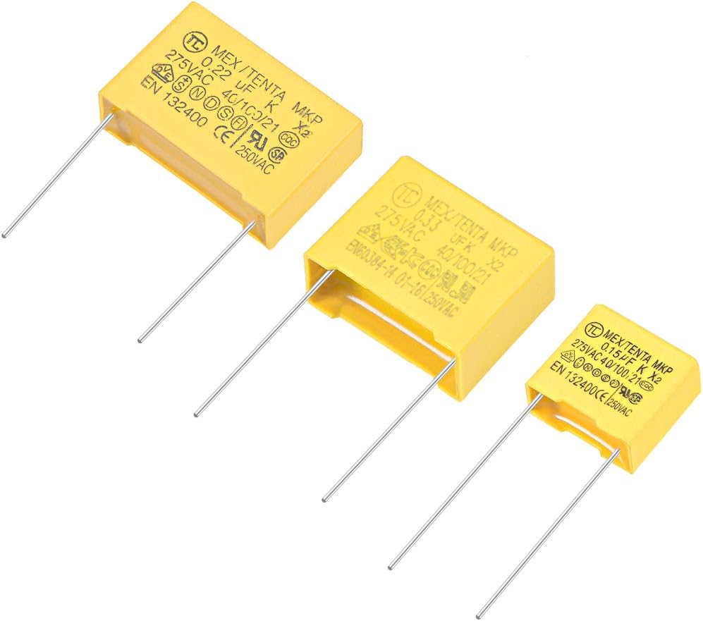 Polypropylene Safety Capacitors Assortment Kit DIP 275VAC X2 MKP 3 Value - 0.15uF 0.22uF 0.33uF 30 Pcs