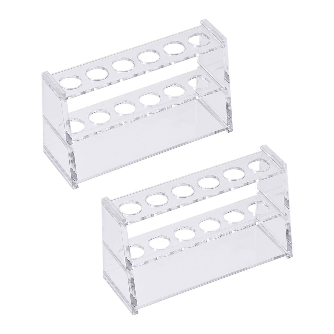 Acrylic Test Tube Holder Rack 6 Wells for 10ml Centrifuge Tubes Clear 2Pcs