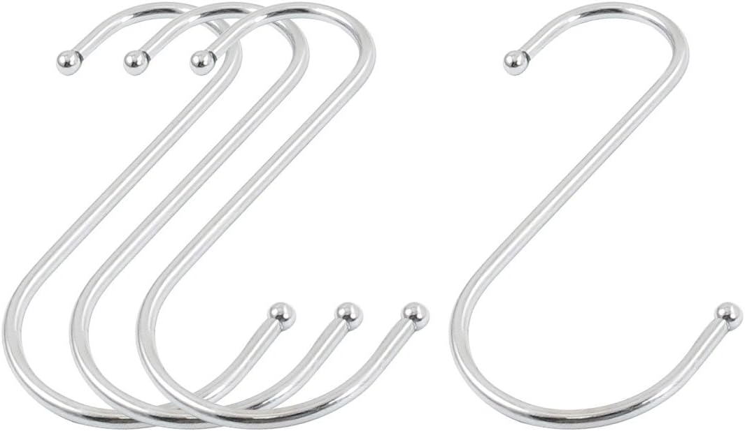 4 Pcs 105mm Metal Ball End S Shaped Hook Hanger for Clothing Baskets