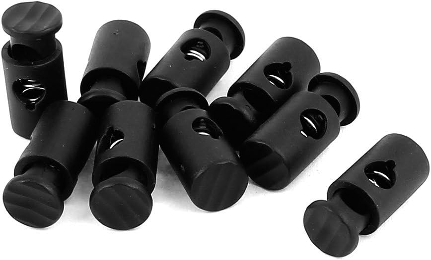 Plastic Spring Loaded Single Hole Toggle Cord Lock 6mm Dia 9pcs Black
