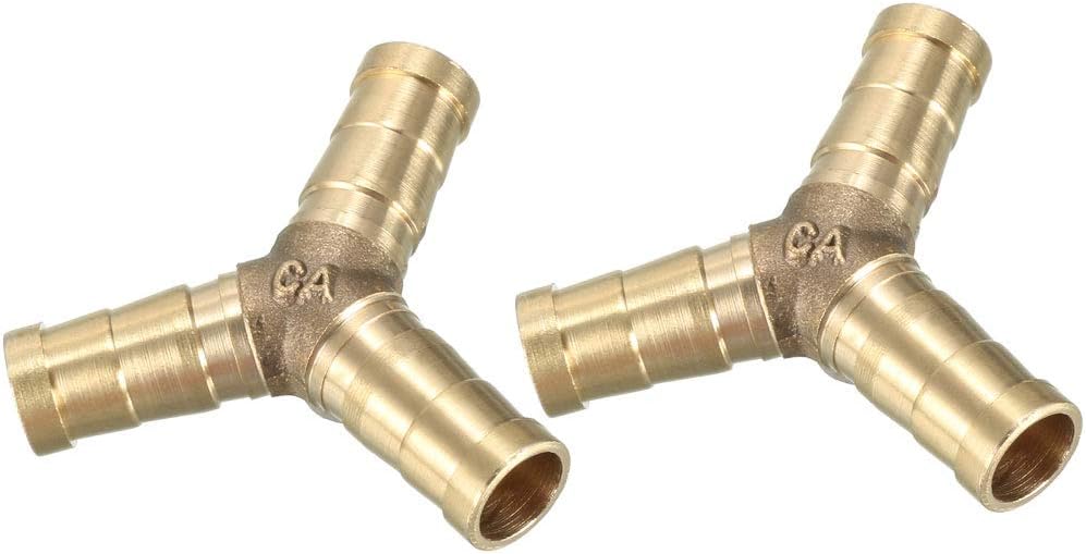 10mm Brass Barb Hose Fitting Tee Y-Shaped 3 Way Connector Adapter Joiner 2pcs