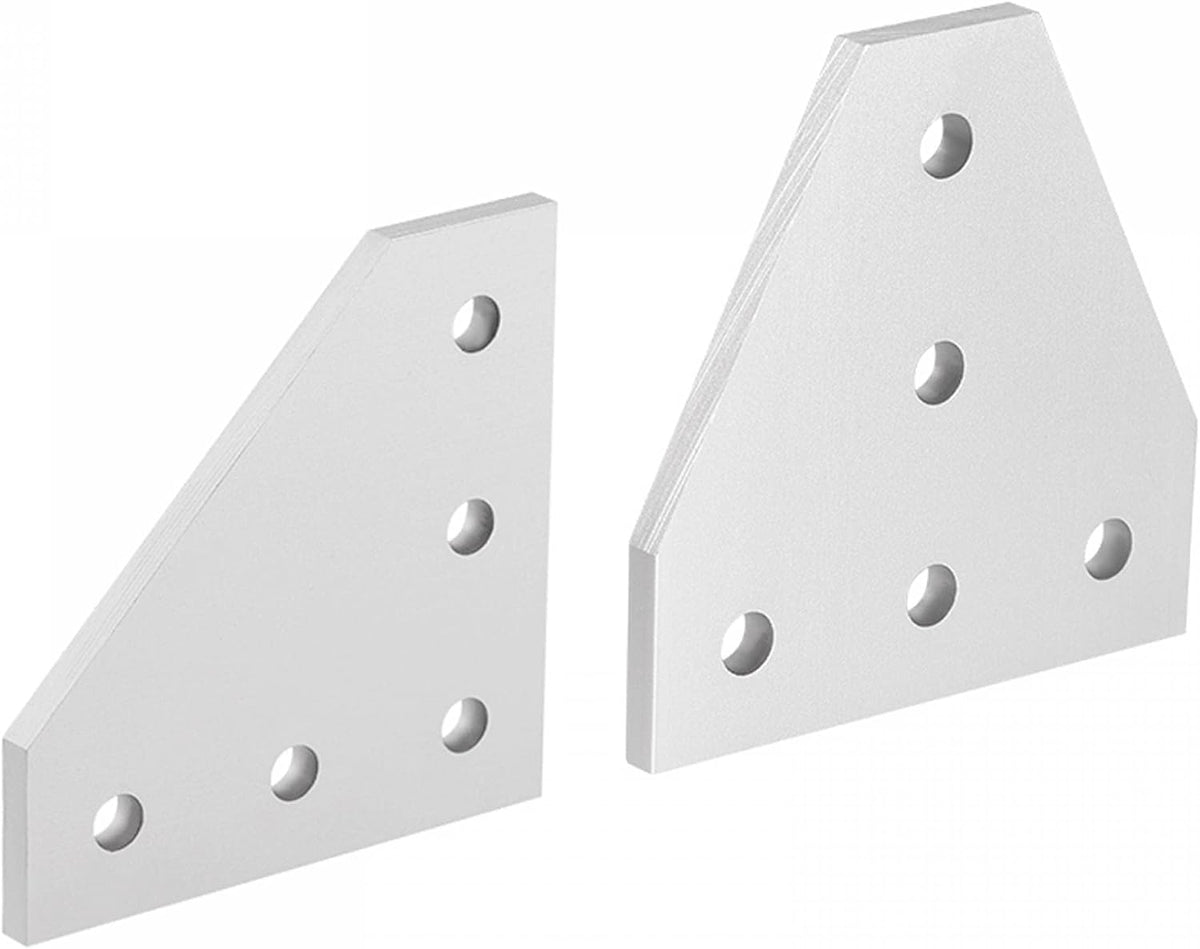 Outside Joining Plate Set, 60x60x4mm 5-Hole Joint Brackets for 2020 Aluminum Extrusion, Silver Tone, 8Pcs(L Shape 4pcs, T Shape 4pcs)