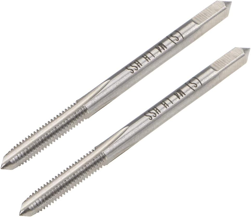 Metric Machine Tap Left M4 Thread 0.7 Pitch H2 Accuracy 3 Flutes High Speed Steel 2pcs