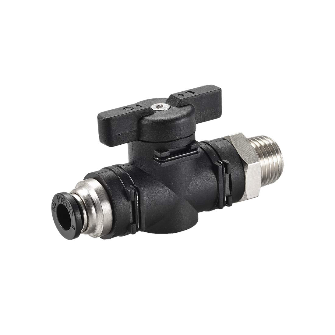 Pneumatic Ball Valve, G1/4 to 6mm Inner Diameter, for Air Flow Control, Plastic Nickel Plated Brass Black