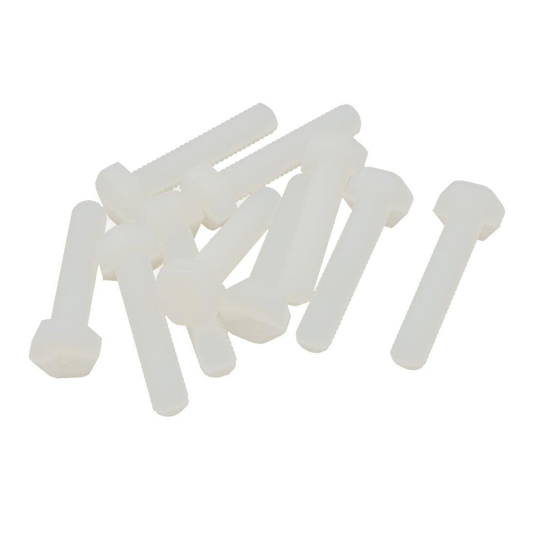 Hexagon M6 x 30mm Nylon Plastic Screw Threaded Fully Thread 10PCS RoHS